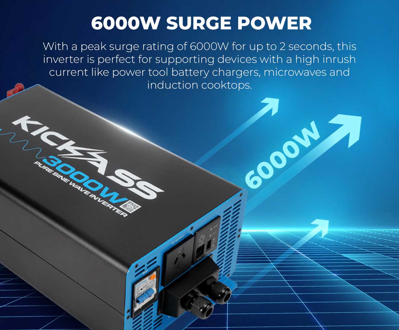 KickAss 3000W 12v to 240v Inverter Pure Sine Wave