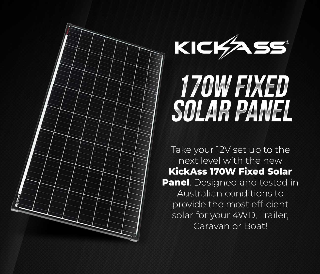KickAss 170W Fixed Glass Solar Panel