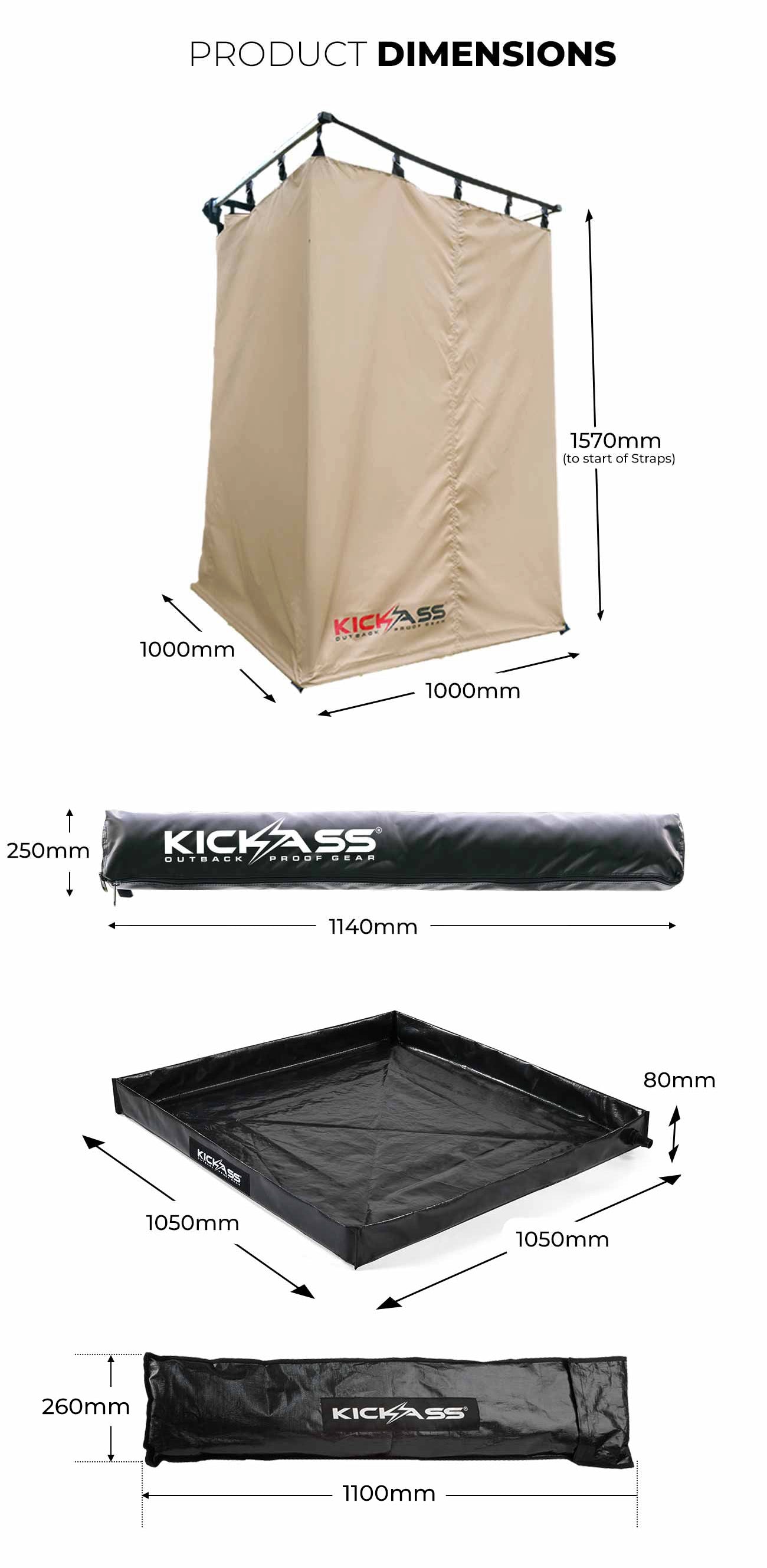 Shower Tent Awning & Shower Base Bundle