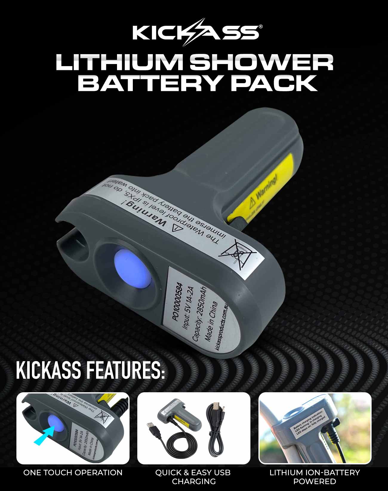KickAss Lithium Shower Battery Pack