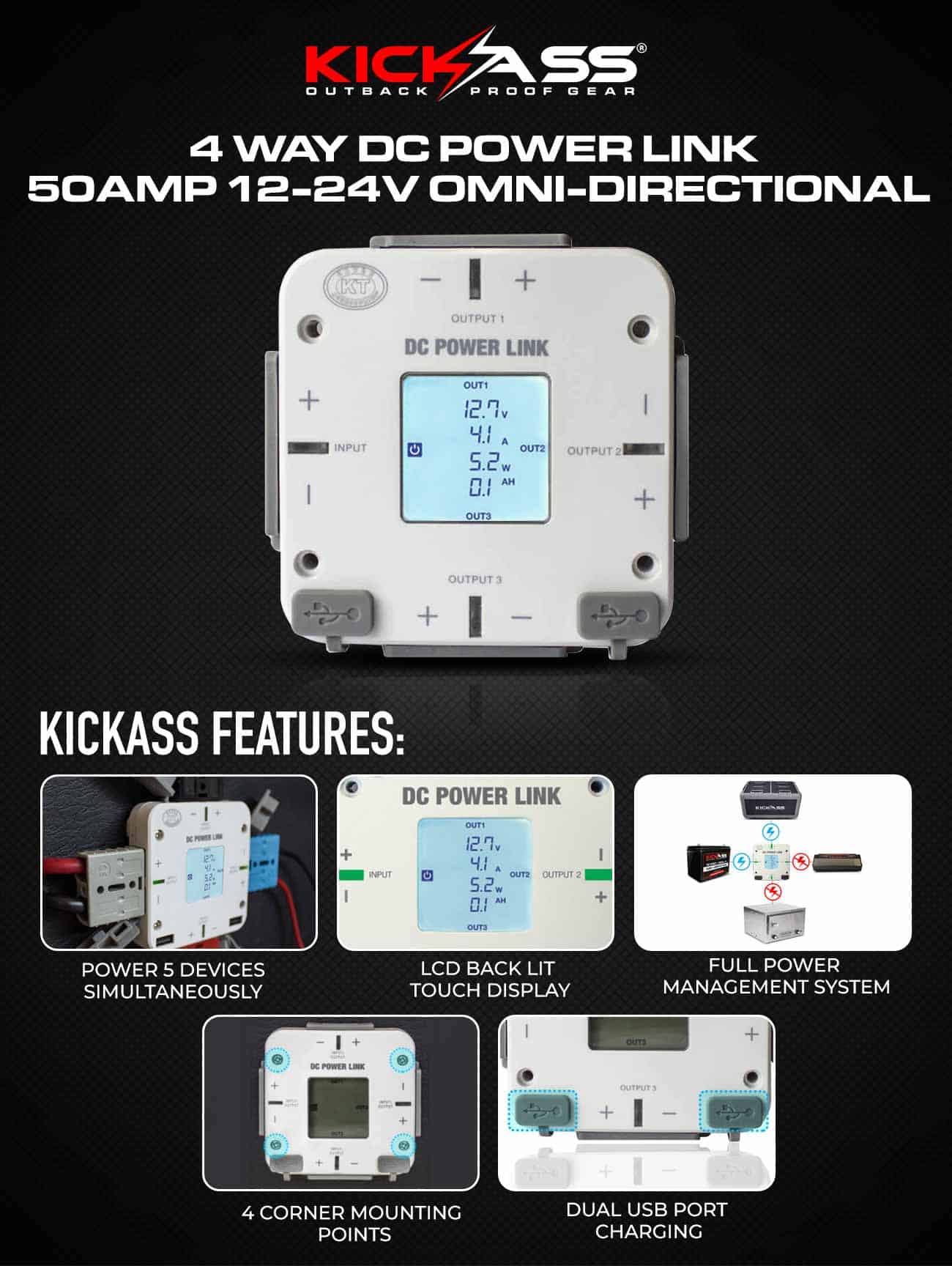 KT DC Power Link 4 Way Connect With Smart Touch LCD Screen