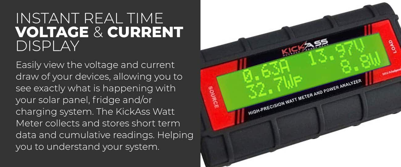 KAMeter1 - KICKASS Digital DC Watt Meter for Portable 12 volt Solar Panels- Anderson Connection