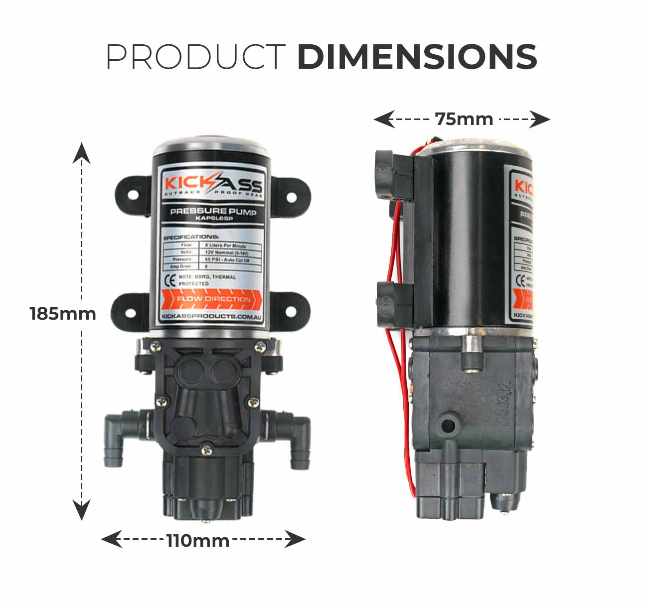 NS-KAP6L65P - KICKASS 12V Water Pump DC 6L/min- Self Priming