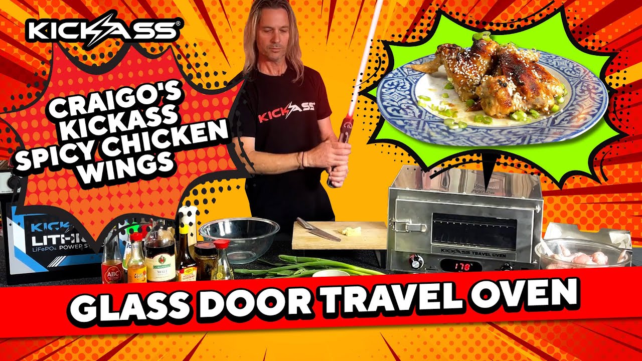 Watch Video of KickAss 12V 130W Portable Travel Oven Small - Glass Door, Thermometer & Tray
