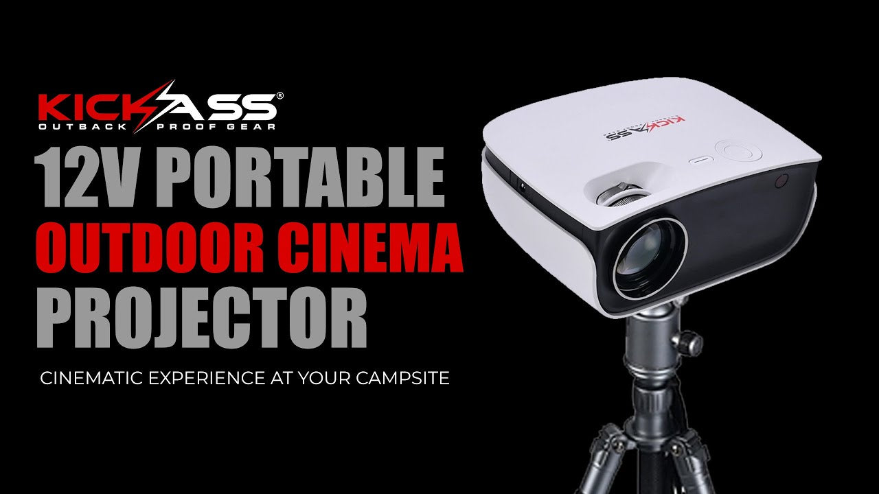 Watch Video of KickAss 12V Portable Outdoor Cinema Projector Kit