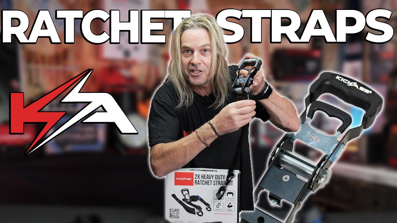 Watch Video of KickAss Ratchet Set 38mm x 2.5m - 2 pcs with Tie down loop