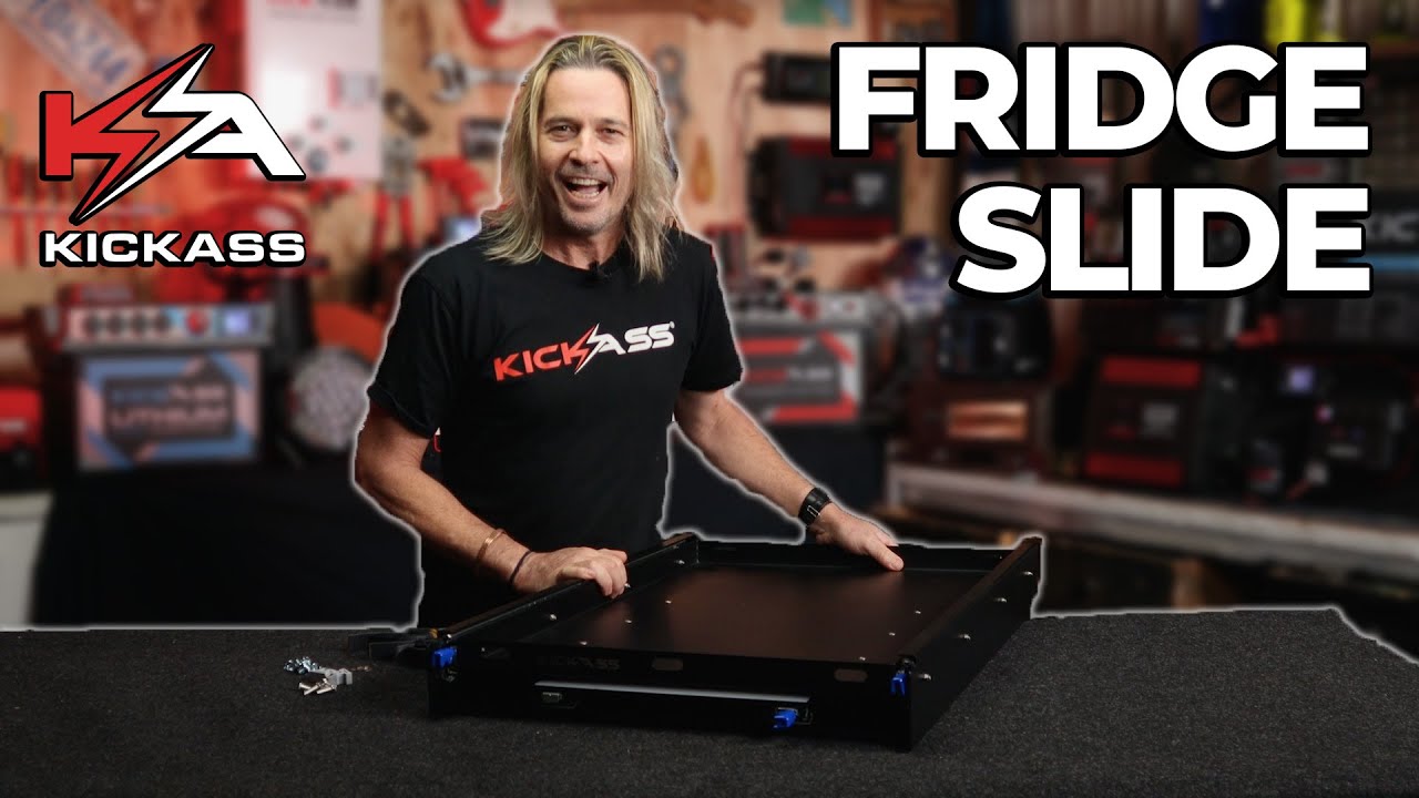 Watch Video of KickAss 75L Portable Camping Fridge/Freezer & Premium Fridge Slide/Table Combo