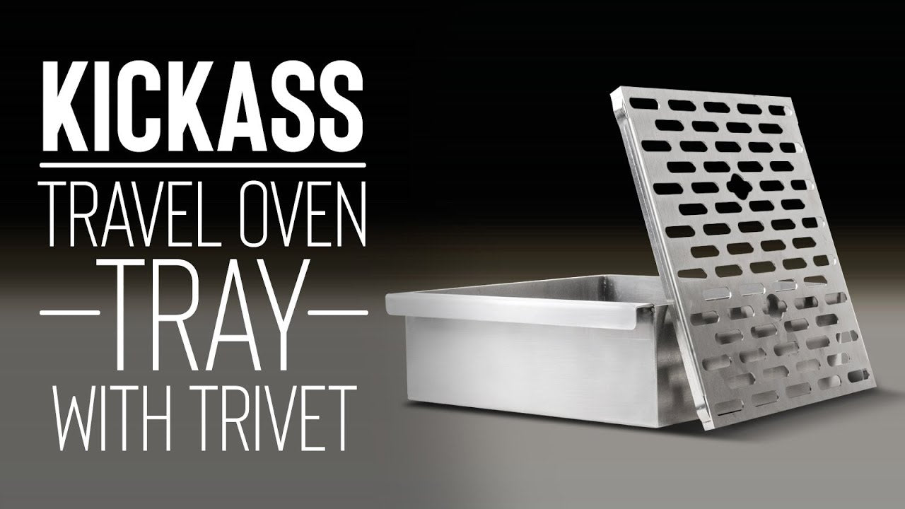 Watch Video of KickAss Travel Oven Stainless Steel Tray with Trivet