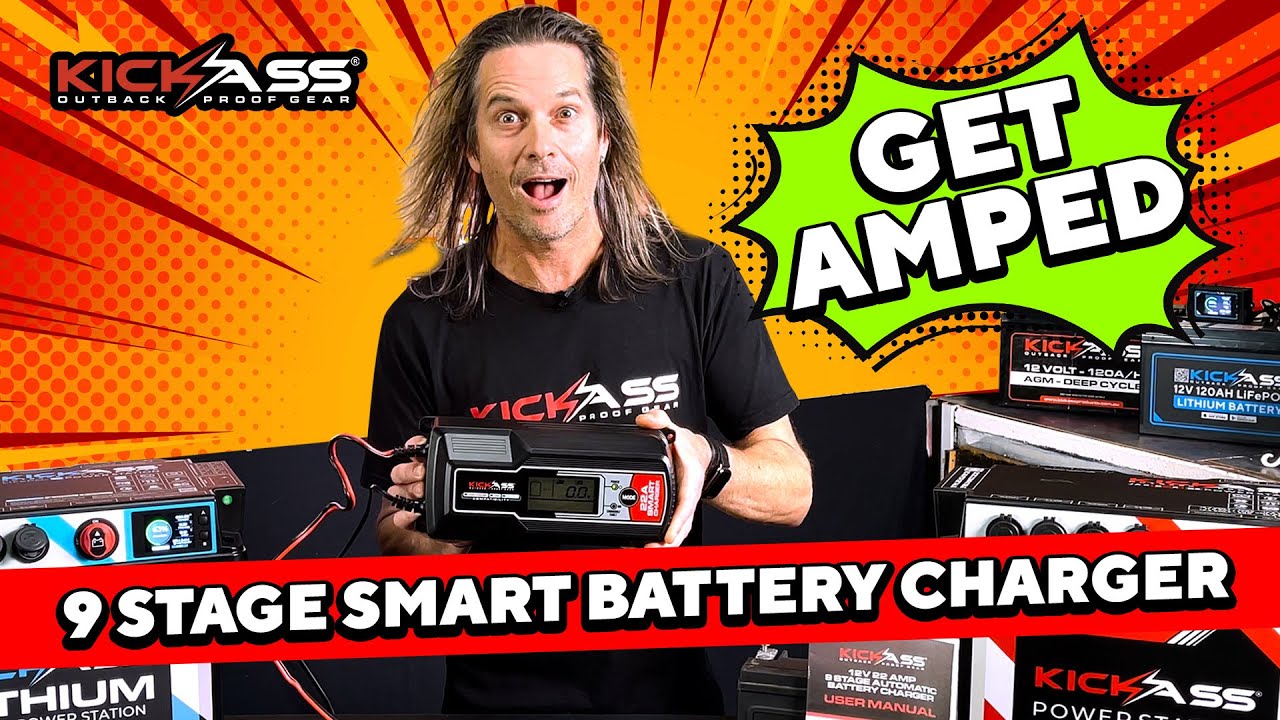 Watch Video of KickAss 12V 22Amp - 9 Stage Automatic Smart Battery Charger for Lead Acid, AGM & Lithium Batteries