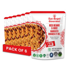 Eat Regal Gourmet Red Beans and Rice, Non-GMO, BPA-Free, 8.8 oz Pouches, Pack of 6, 90-Second Microwave