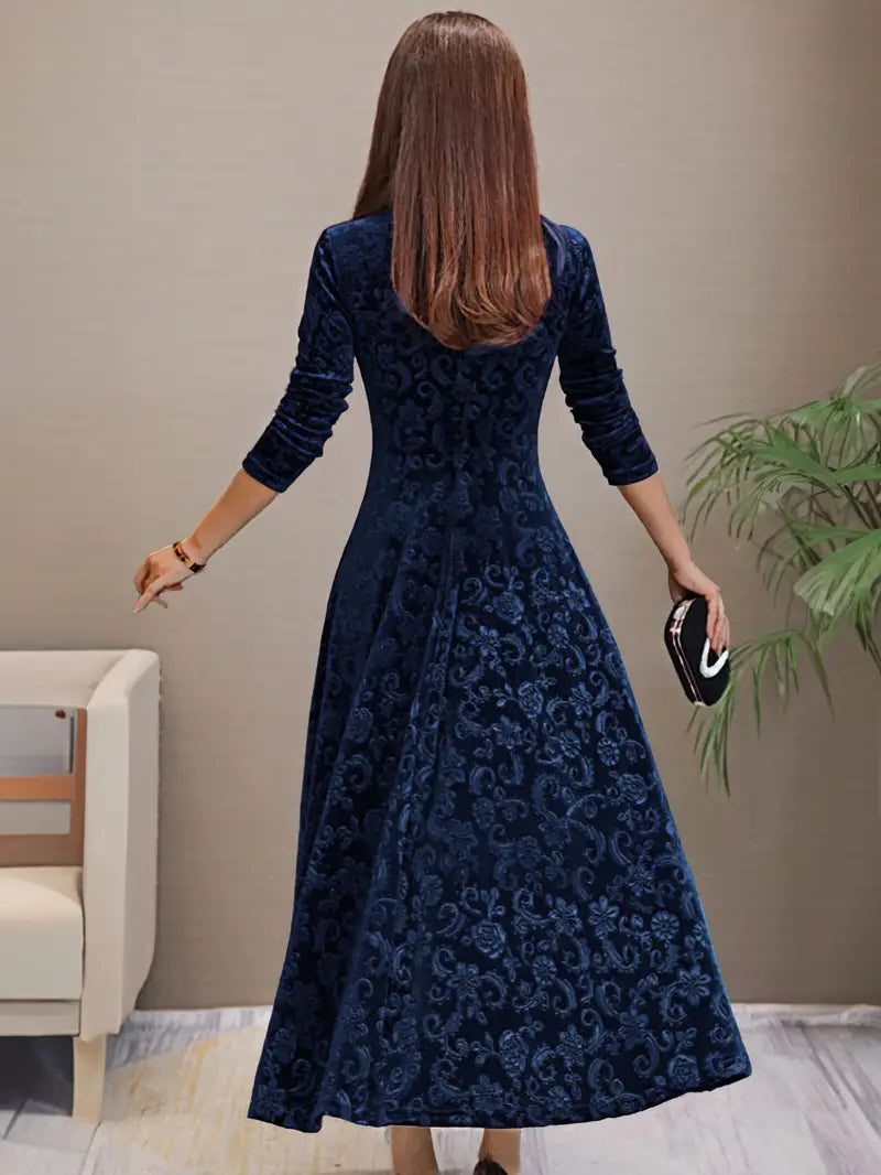 robe maxi A-line pour femmes en velours élégant