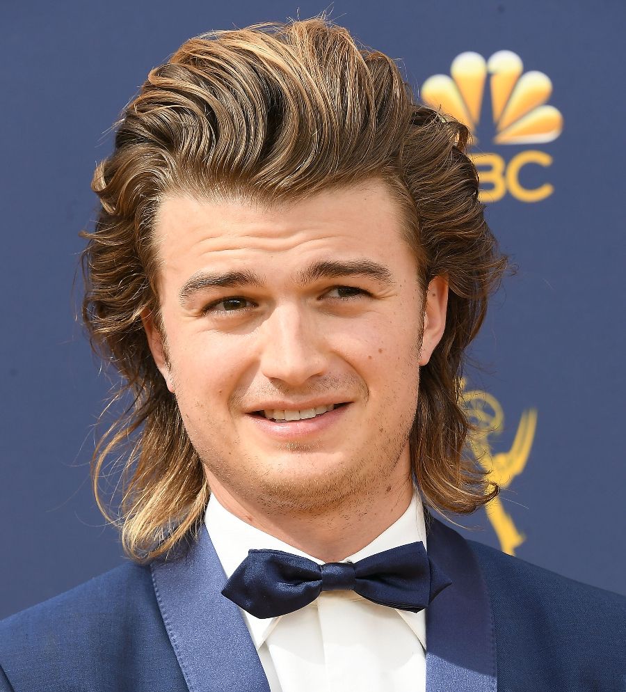 70th Emmy Awards - Arrivals LOS ANGELES, CA - SEPTEMBER 17: Joe Keery arrives at the 70th Emmy Awards on September 17, 2018 in Los Angeles, California. (Photo by Steve Granitz/WireImage,) long hairstyles for men