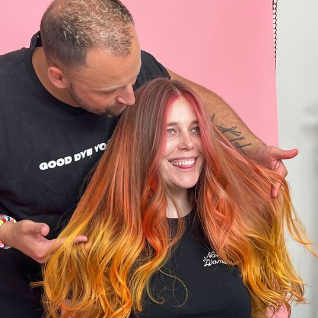 Brian O'Connor Showcasing Mane Addict's Editor, Ashley Locke's Multi-Colored Hair