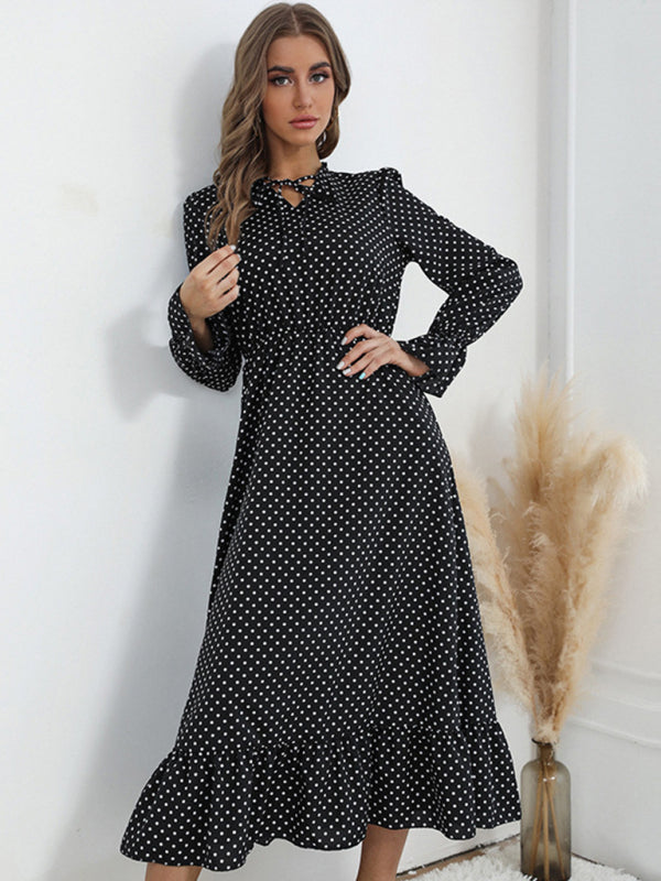 Fashion women’s long sleeve bottoming wild Maxi dress