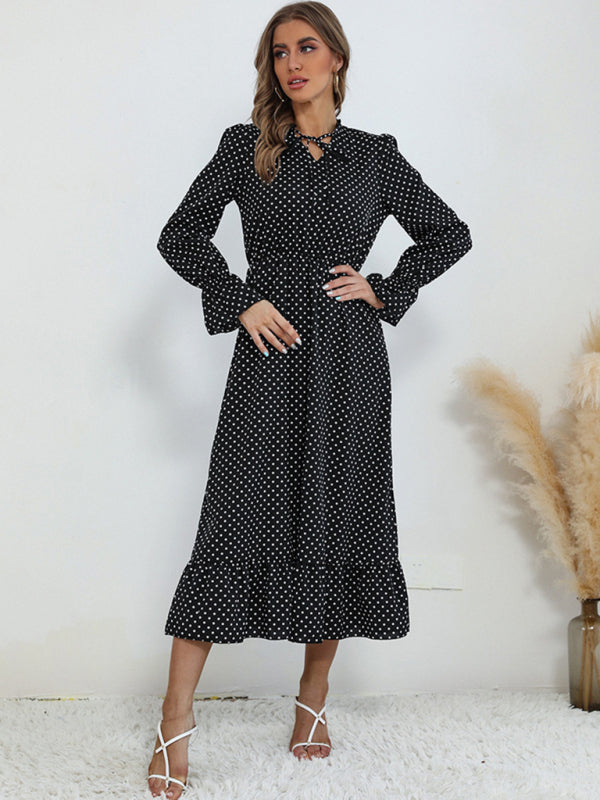 Fashion women's long sleeve bottoming wild Maxi dress
