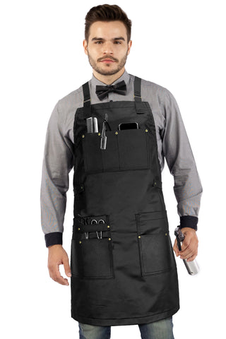 Under NY Sky Barber Apron with PU Leather Accents