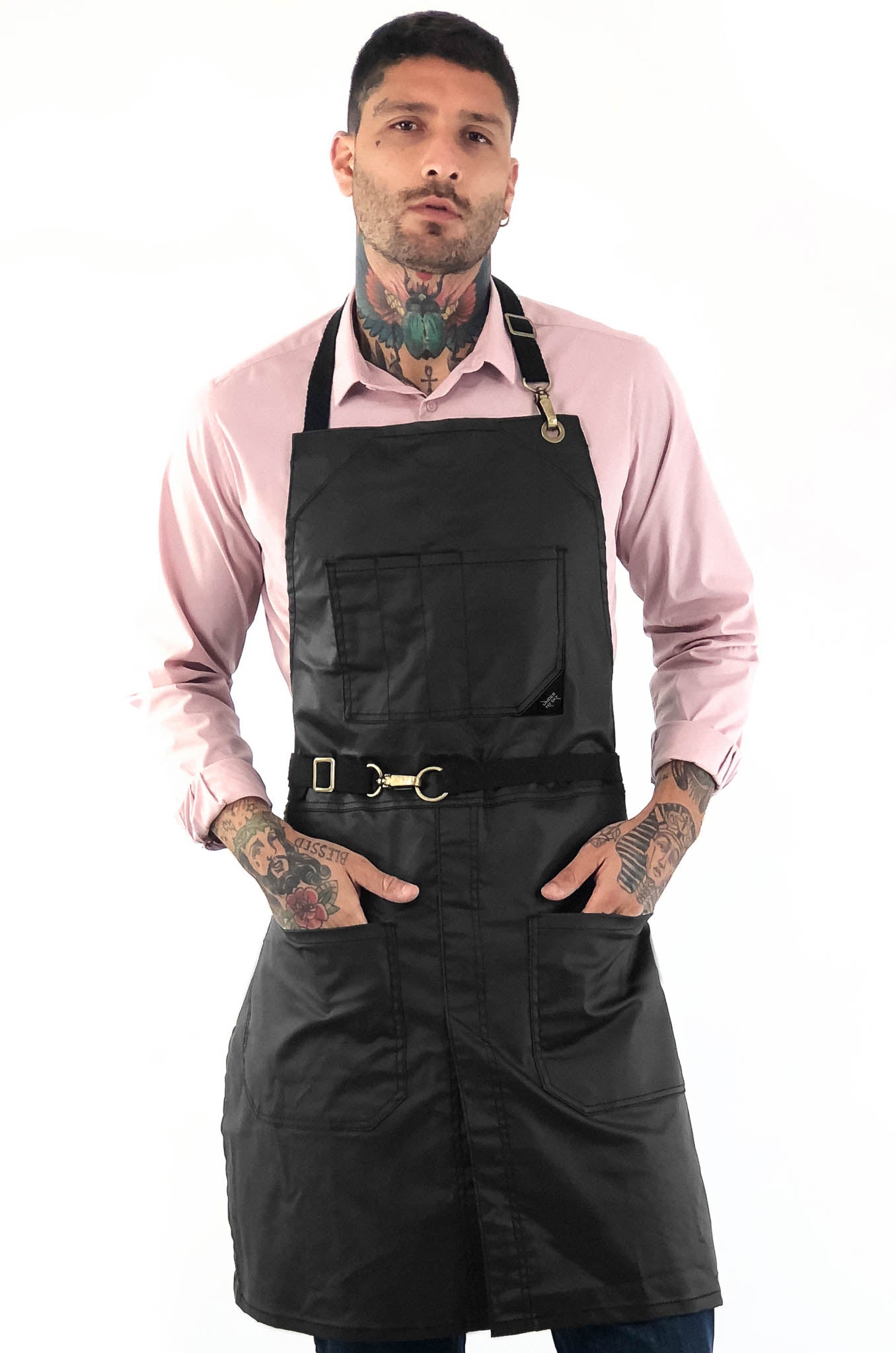 Barber Apron Water & Chemical Resistant, Crossback, Zip Pocket Hairstylist,  Colorist, Chef Black -  Denmark