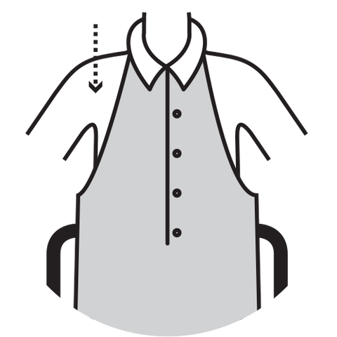 how to use your Button-Down Aprons- Hang the apron on your neck