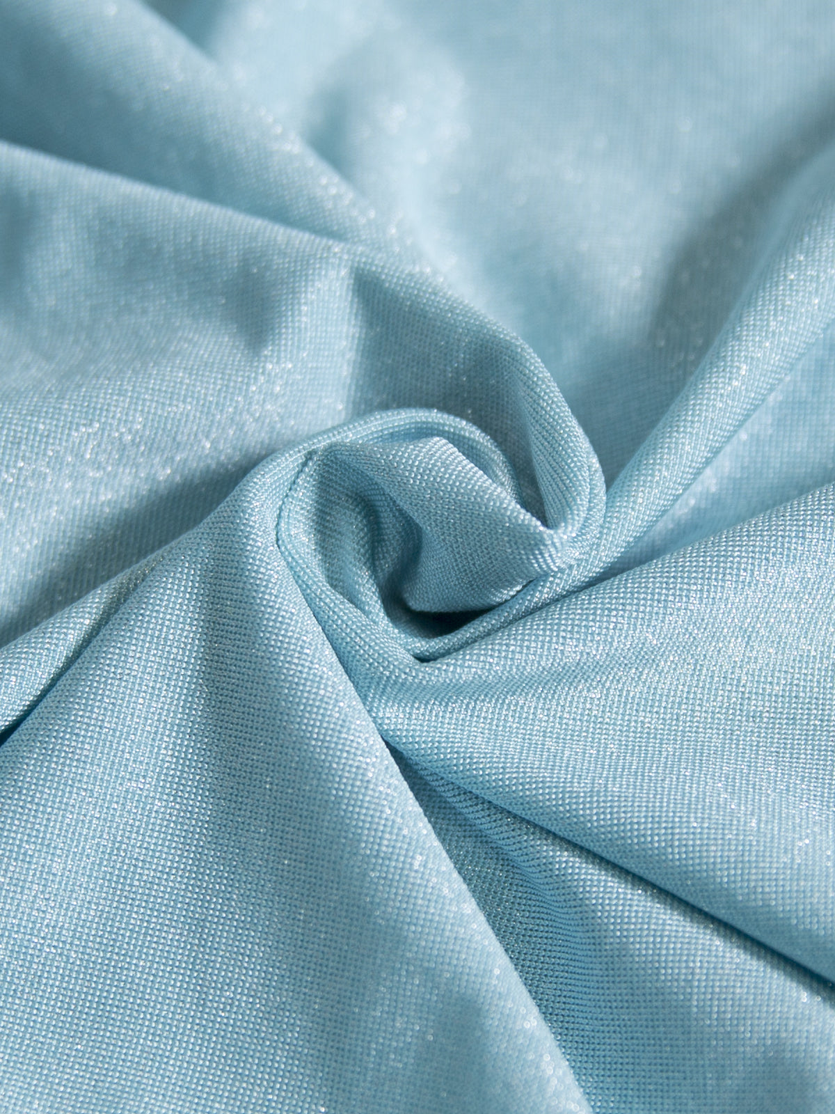 Blue shimmering silver renewable nylon swimsuit fabric with four-way stretch.