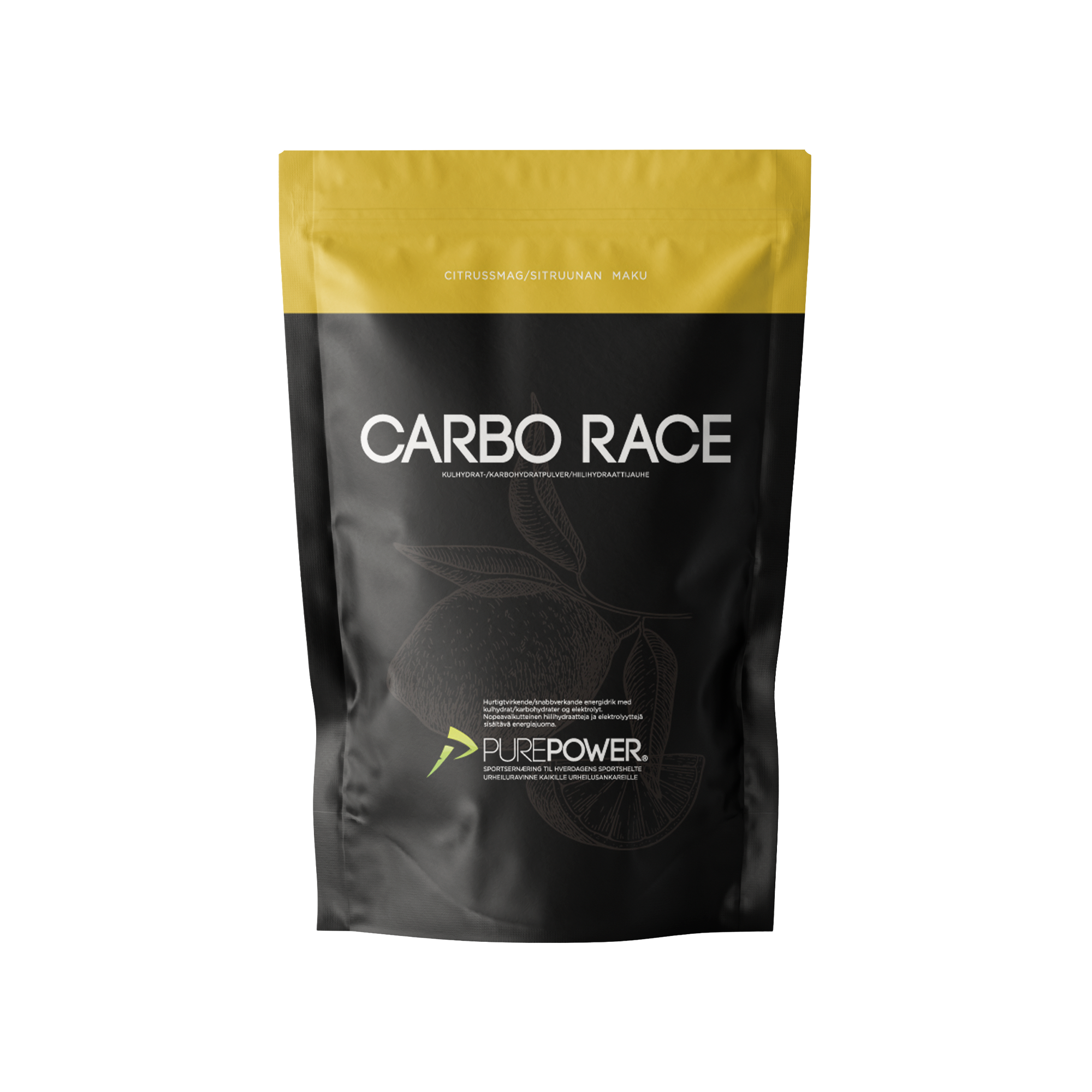 Se PurePower Carbo Race - Energidrik - Citrus - 1 kg hos PurePower