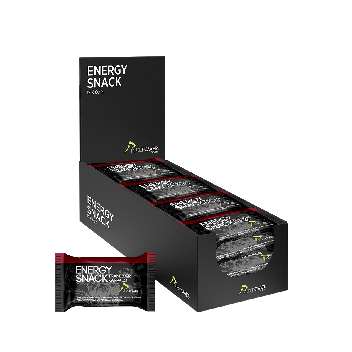 Se Energy Snack Tranebær 12x60 g hos PurePower