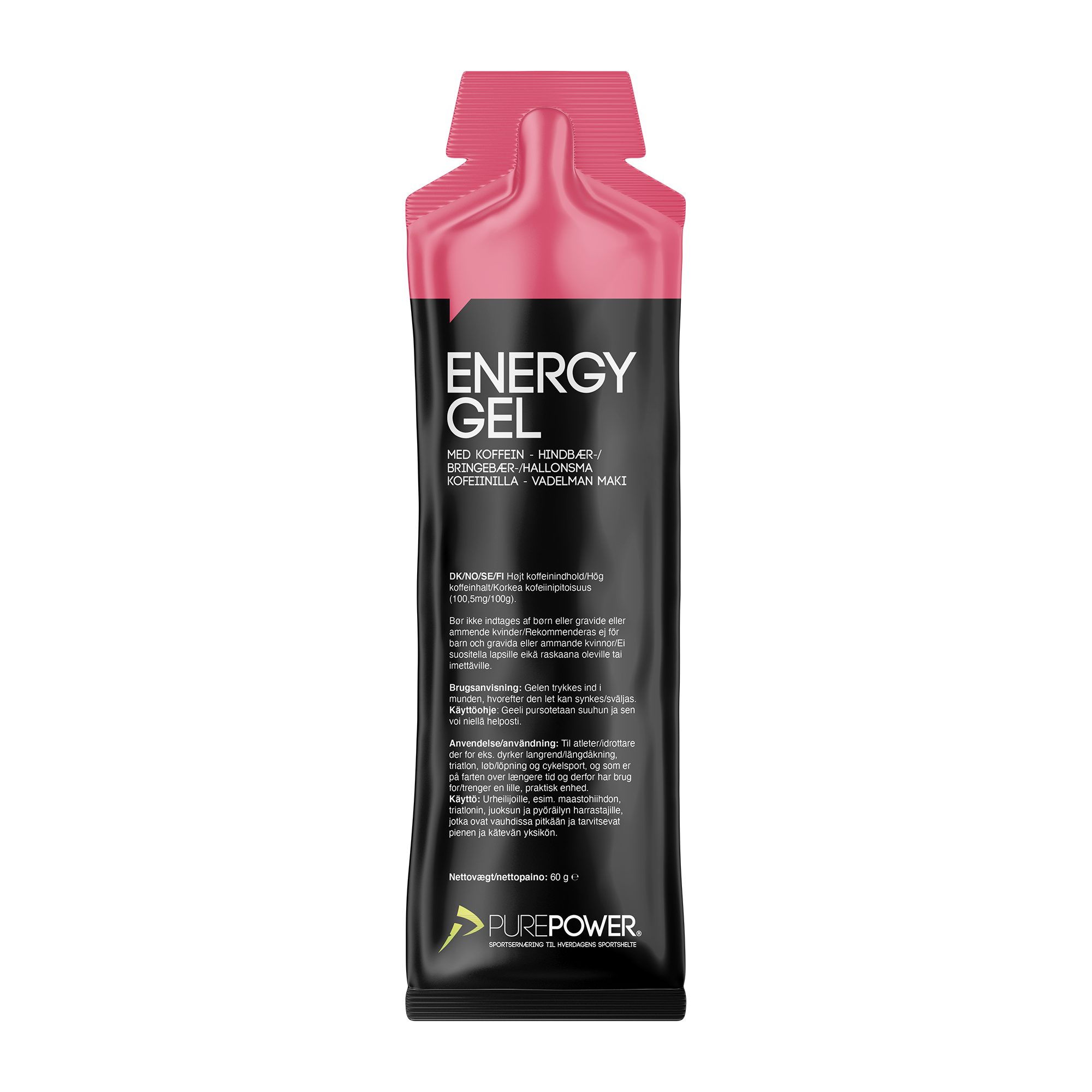 Energy Gel Koffein Hindbær 60 g