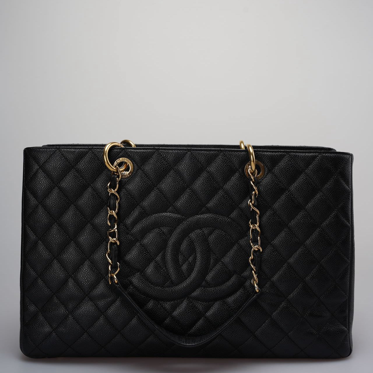 image of Chanel Large Grand Shopping Tote black GST Bag in Caviar Leather with Gold Hardware
