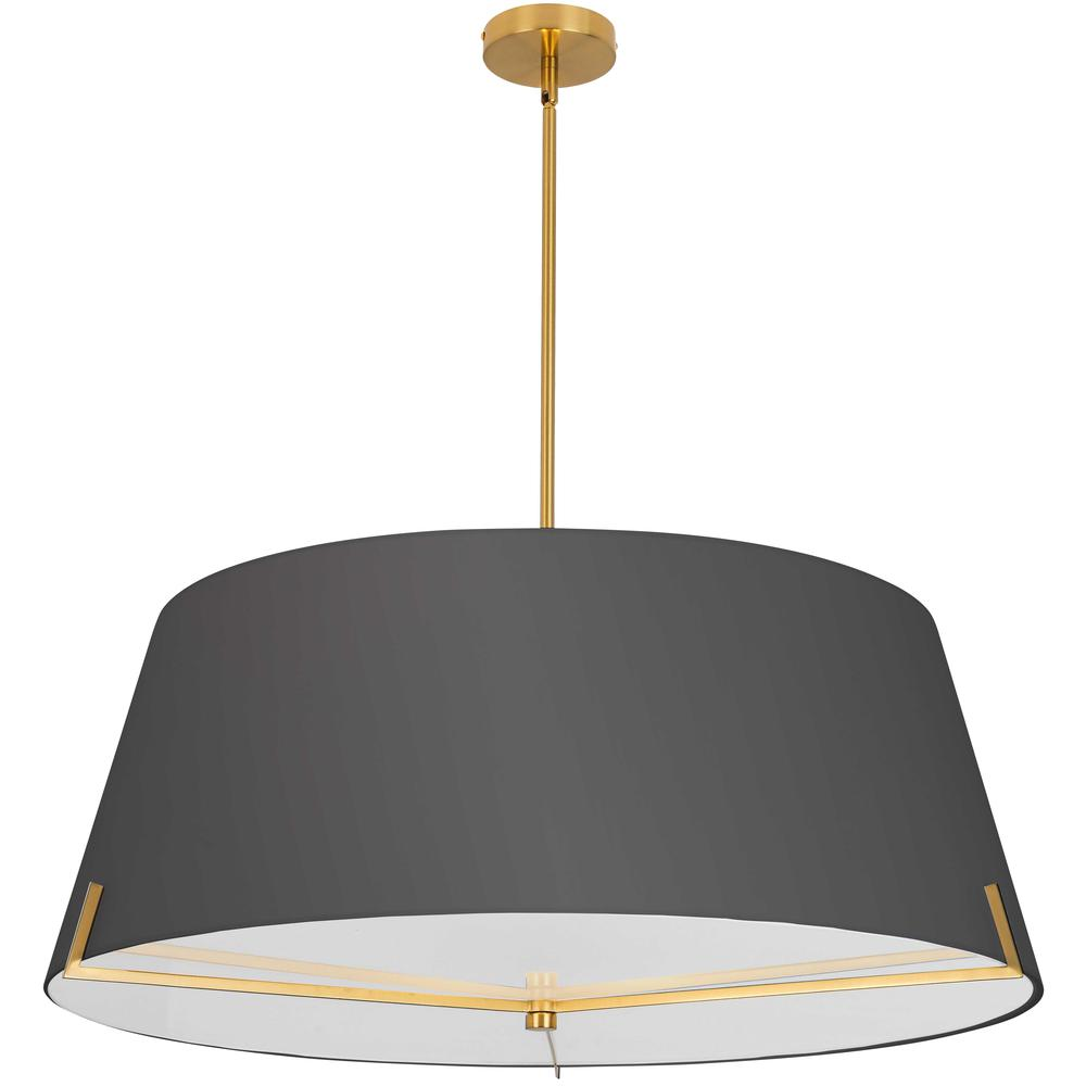 4 LT Incandescent Pendant, AGB, BK fabric shade