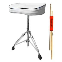 5 Core Thick Padded Foldable Drum Throne Saddle Stool DS CH WH SDL