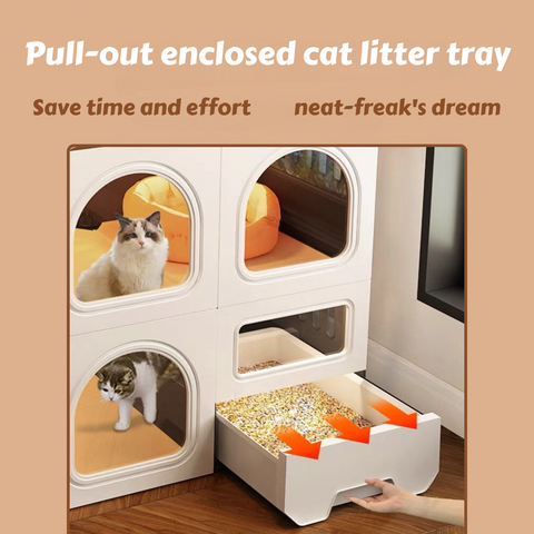 indoor catio with pull-out litter tray