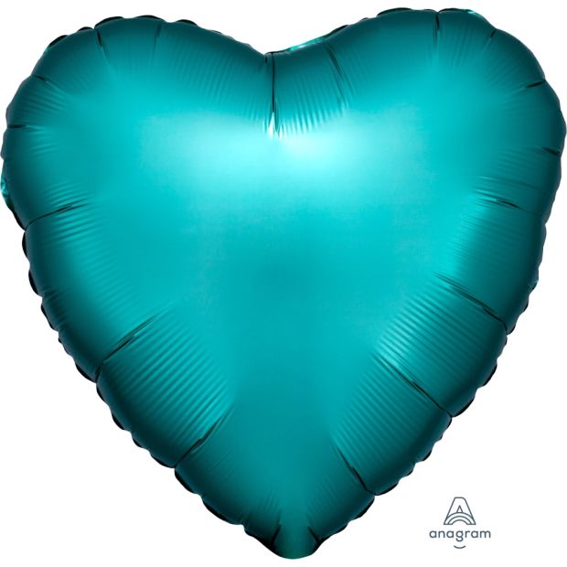 48cm Satin Luxe Jade Heart Foil Balloon — Red Fox Party Supplies