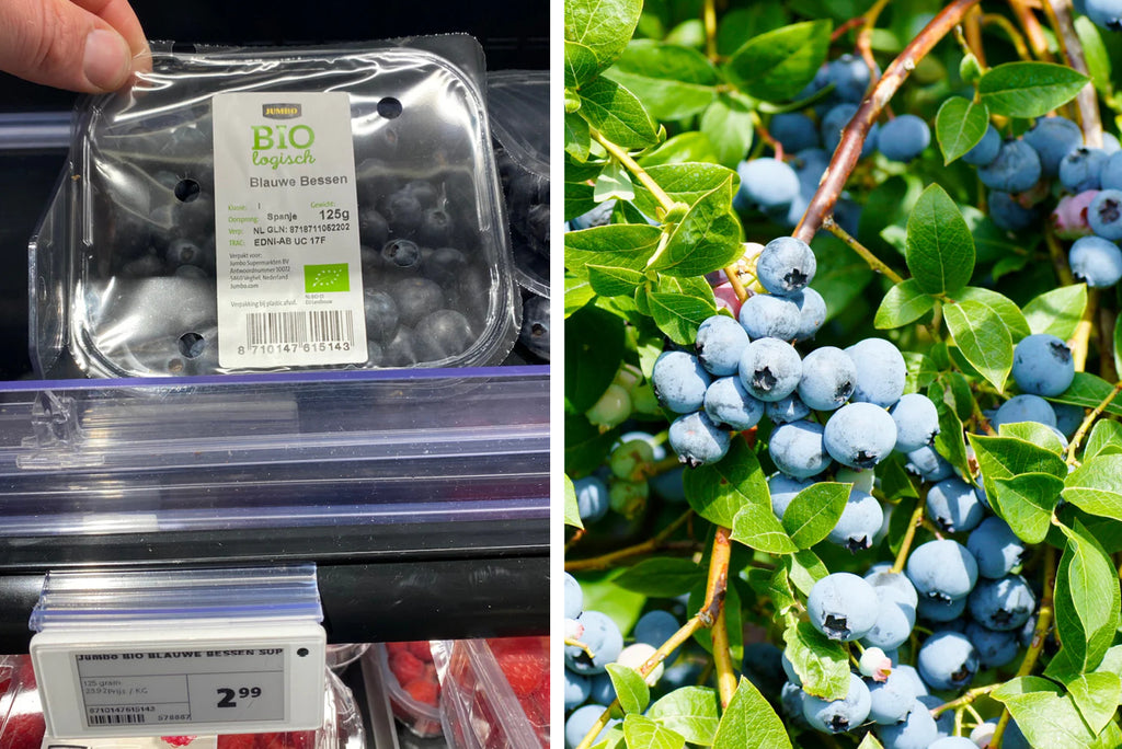 bio blauwe bessen uit de supermarkt niet goedkoop