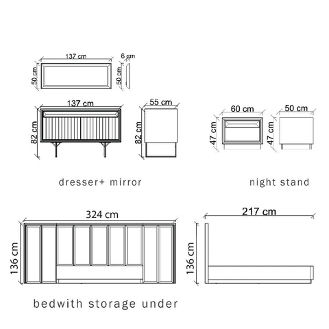 2x Ginda bedside table  Set Ginda001-bedside table