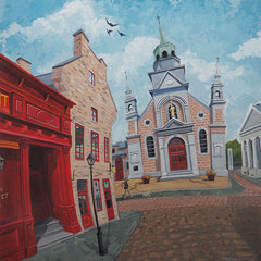 Bonsecours church, Old Montreal, Church Painting. Original painting by a professional Canadian landscape artist. visual art ready to hang on your wall.