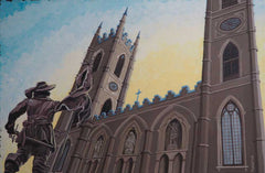Eglise Notre-Dame, Montréal,   Church Painting. Original painting by a professional Canadian landscape artist. visual art ready to hang on your wall.