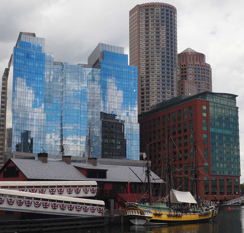 Boston building with glass reflection