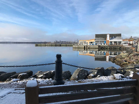 Pictou harbour réflexion photographie avec avant plan