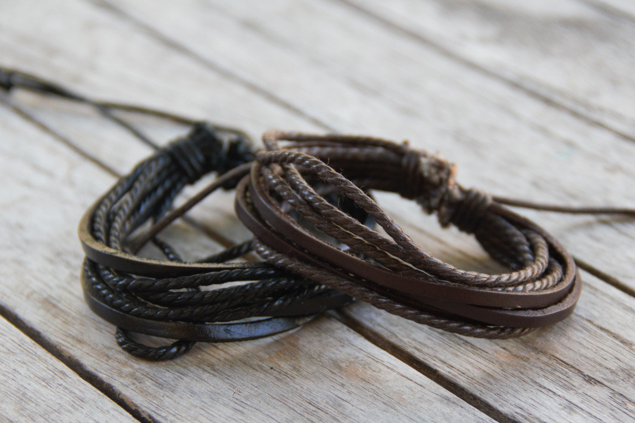 Multi Layer Tribal Leather Bracelet - Adjustable - perfect for l