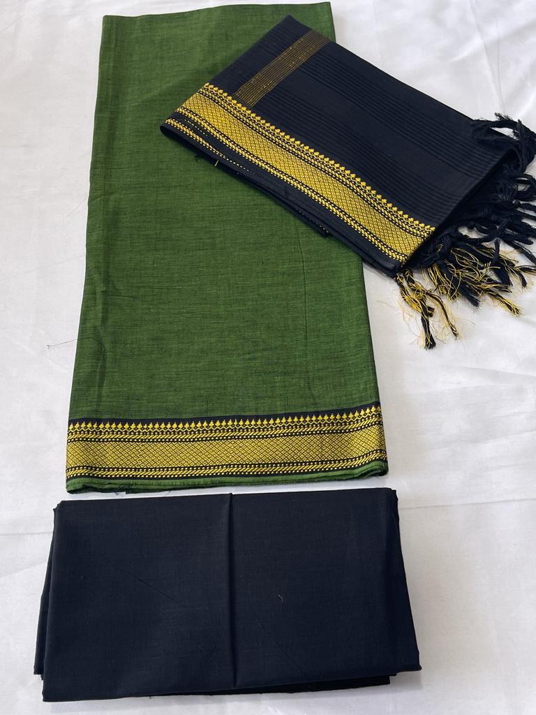 Black and Red pochampalli ikat Handloom Cotton dress material – Nivi-  Weaving Traditions