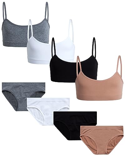 Sweet & Sassy Girls' Underwear – 8 Pack Seamless Bikini Briefs (Size: 8-14)