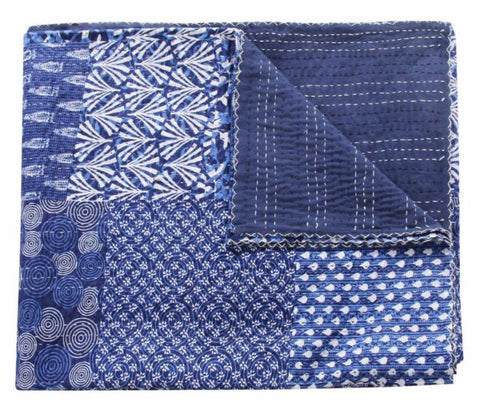 Block Print Indigo kantha quilt