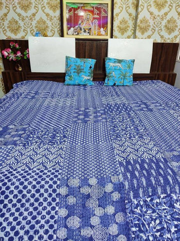 Block Print Indigo kantha quilt