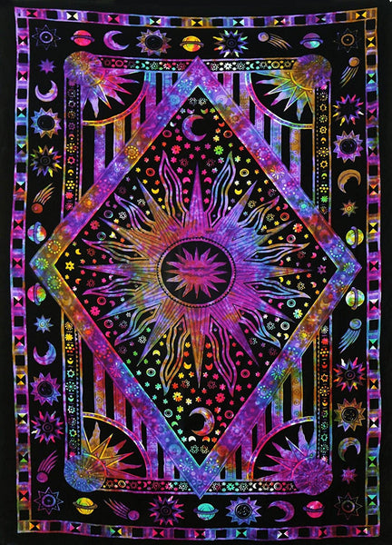 Tie Dye Purple Burning Sun Tapestry