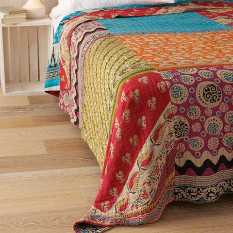 vintage patchwork kantha quilt bedding