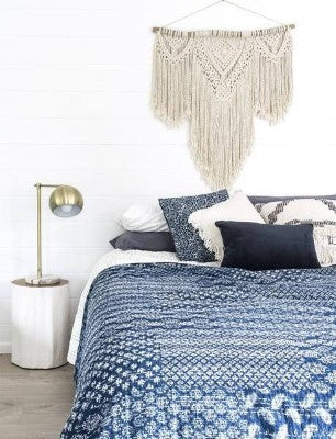 Bohemian Bedding and boho chic decor ideas - jaipur handloom - Indigo Kantha Bedspread