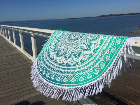 Sea green ombre Beach Towel