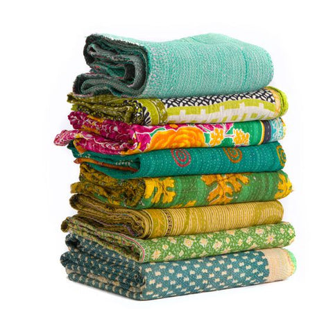 10 pc wholesale lot of indian sari blankets kantha quilts at affordable cheap prices