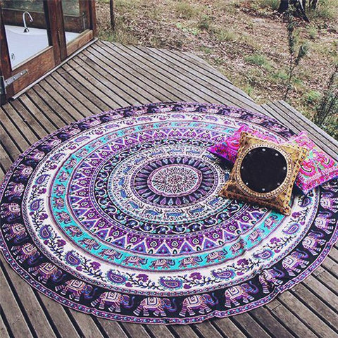 Beach Towel Medallion Circle Cotton Roundie - Jaipurhandloom.com