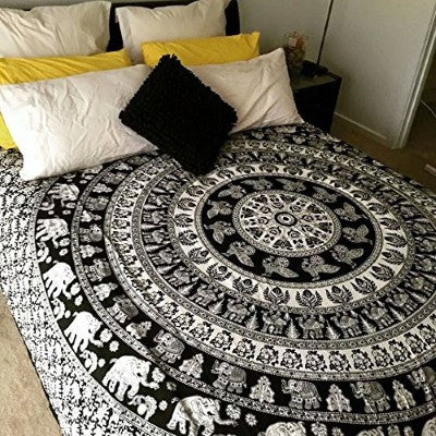 Elephant Peacock Mandala Bedding for Dorm Decor - Essential Decorations for College Room