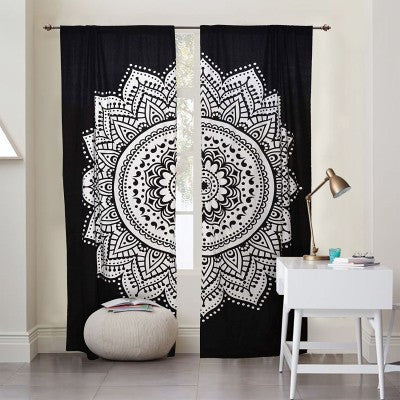 Black and White Mandala Curtains for Dorm room Decor